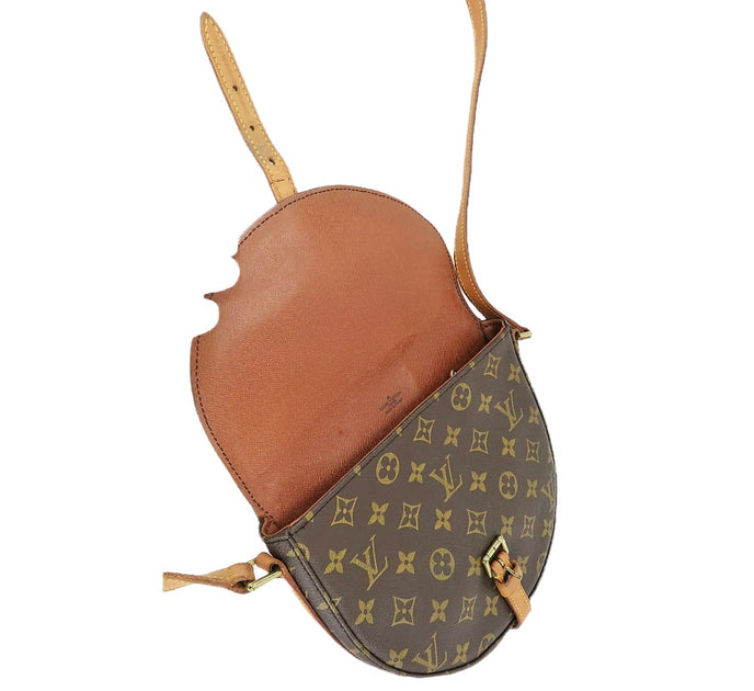 Vintage Louis Vuitton Leather Monogram Crossbody Saddle Bag