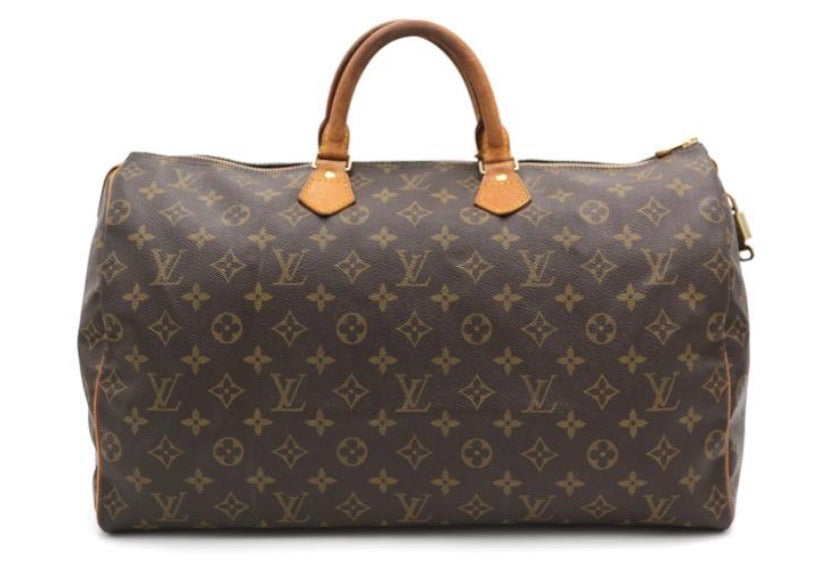 Louis Vuitton Monogram Speedy 40 Leather Fabric Brown Handbag Authentic