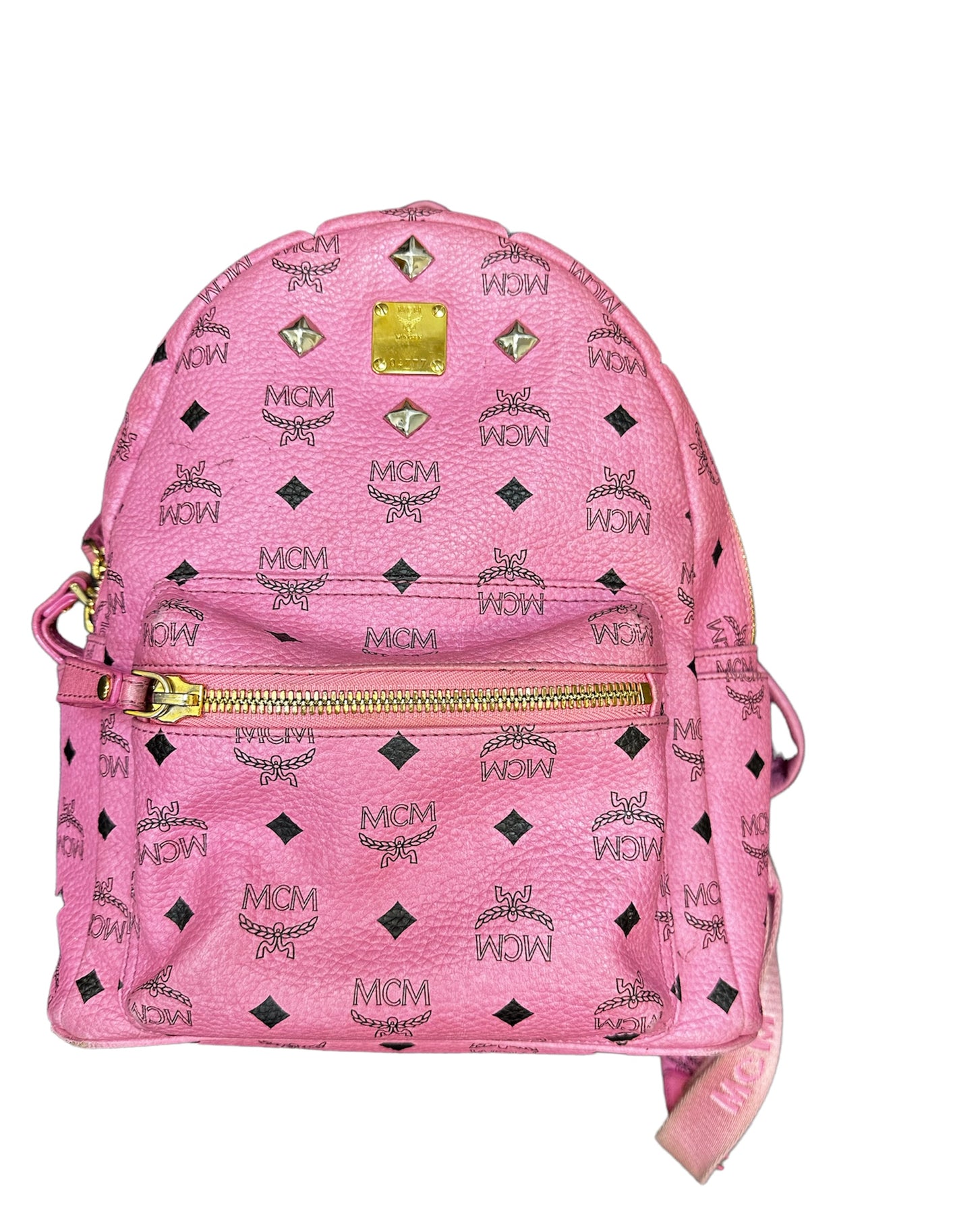 MCM Small Studded Stark Backpack in Pink
