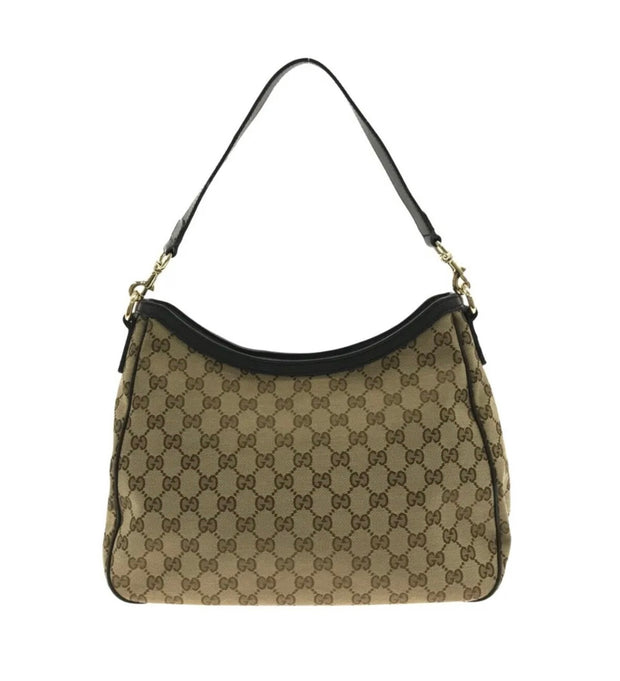Gucci Shoulder Monogram Brown Canvas Hobo Bag [Guaranteed authentic]