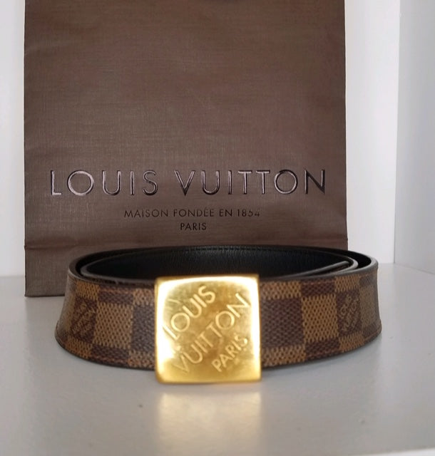 Louis Vuitton Brown monogram silver hardware buckle belt - size L