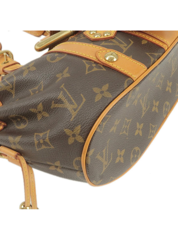 LOUIS VUITTON Monogram Suede Ostrich Theda GM Turquoise 36447