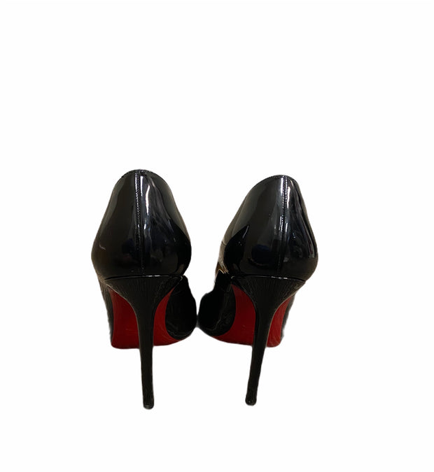 Christian Louboutin US 7.5 Pointed Toe Black red sole high heels