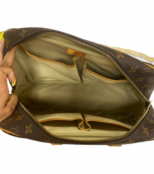Louis Vuitton Deauville Monogram Satchel Bag Zip Leather Purse