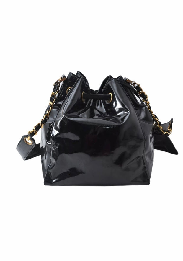 black patent leather chanel bag