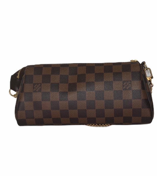 Louis Vuitton Damier Eva Purse With Gold Short Chain And Leather Crossbody  Strap