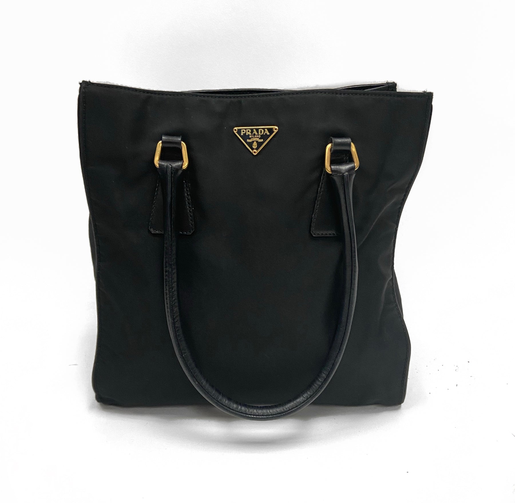 PRADA Nylon Leather Tote Bag