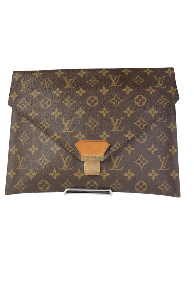 Louis Vuitton Monogram Men's Women's Envelope Fold Over Evening Flap Clutch  Bag