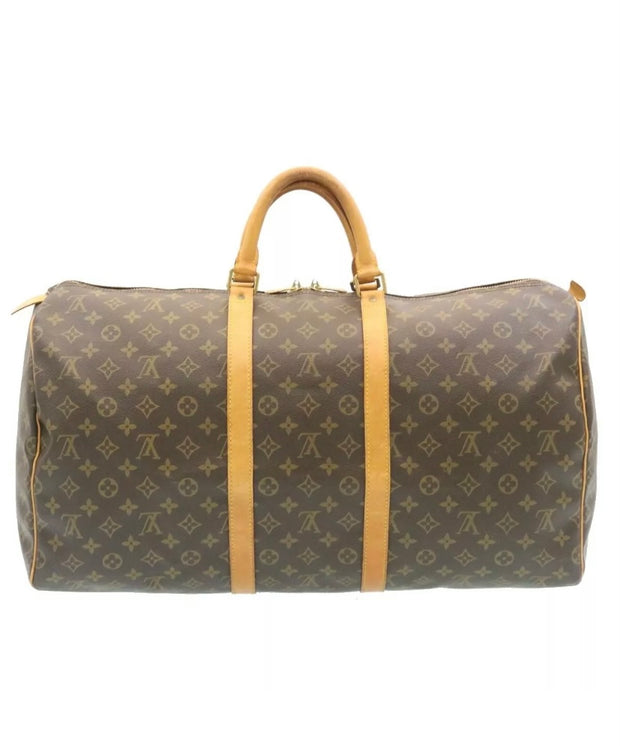 Pre-owned Louis Vuitton Keepall Light Up Leather Travel Bag In Brown