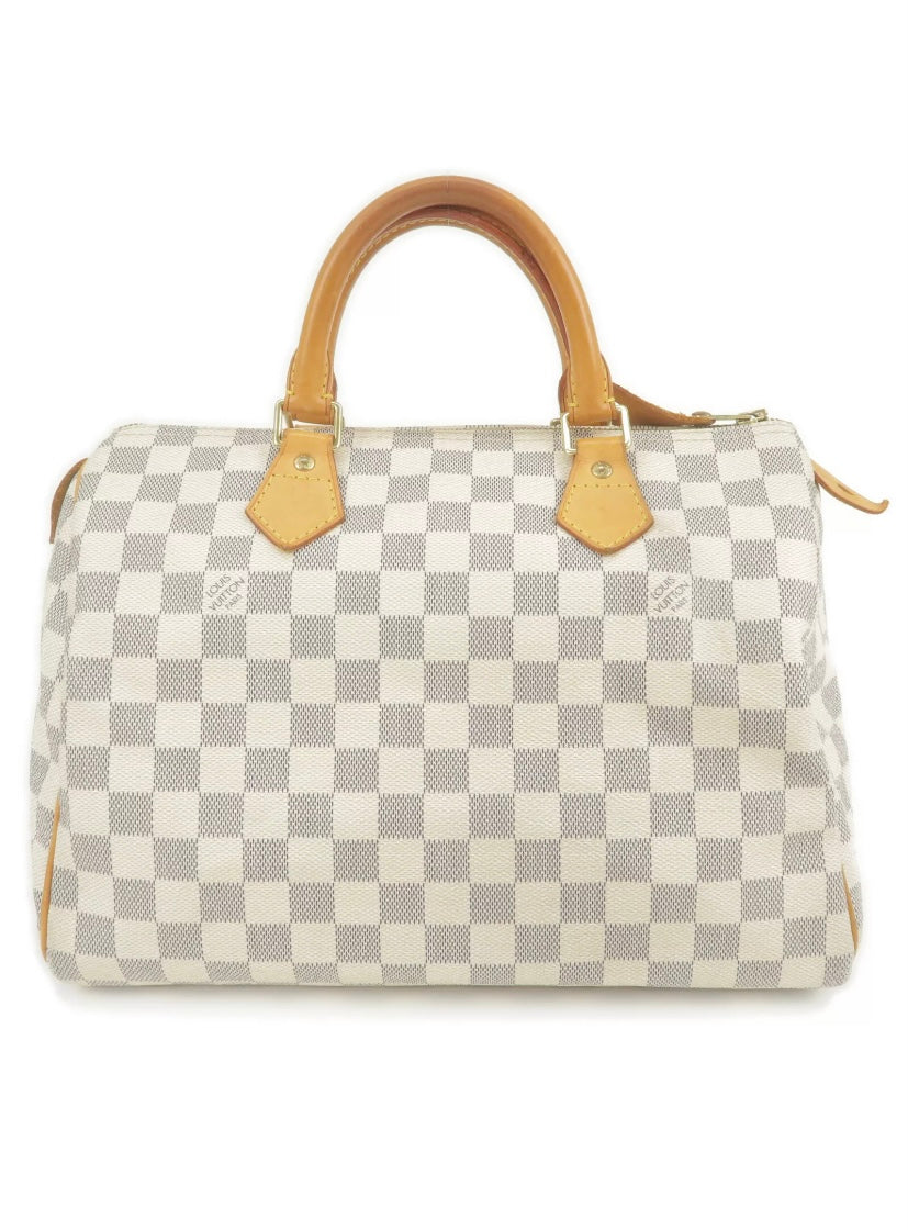 Louis Vuitton Speedy 30 Damier Azur with Lock and 2 Keys, Dustbag, and Box